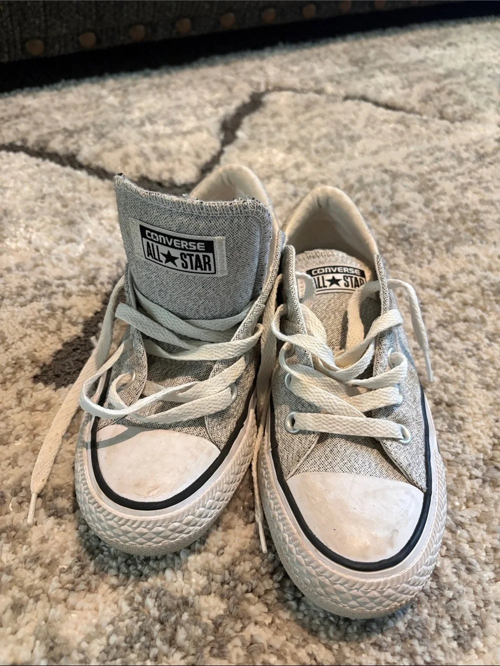 Converse Low-Top Denim Sneakers in Faded Blue and White